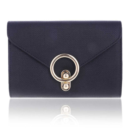 Linen-Texture Envelope Clutch