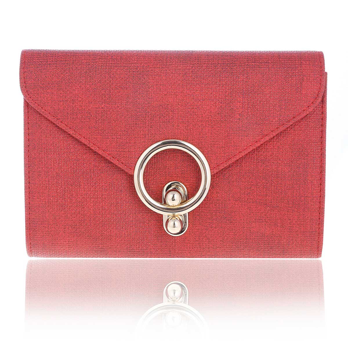 Linen-Texture Envelope Clutch