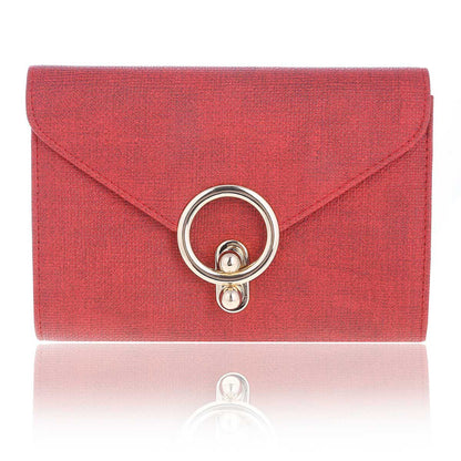 Linen-Texture Envelope Clutch