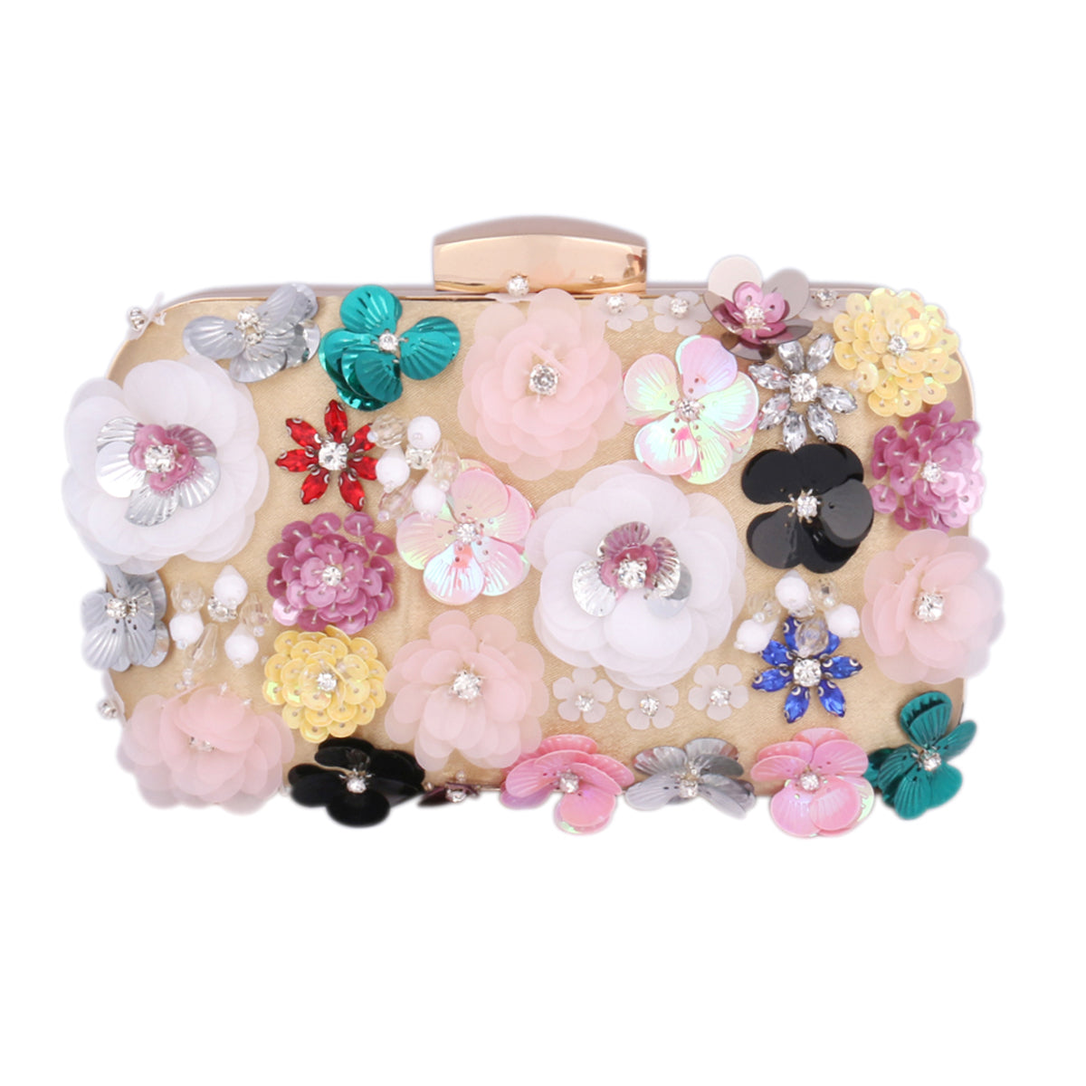 3D Floral Embroidered Clutch