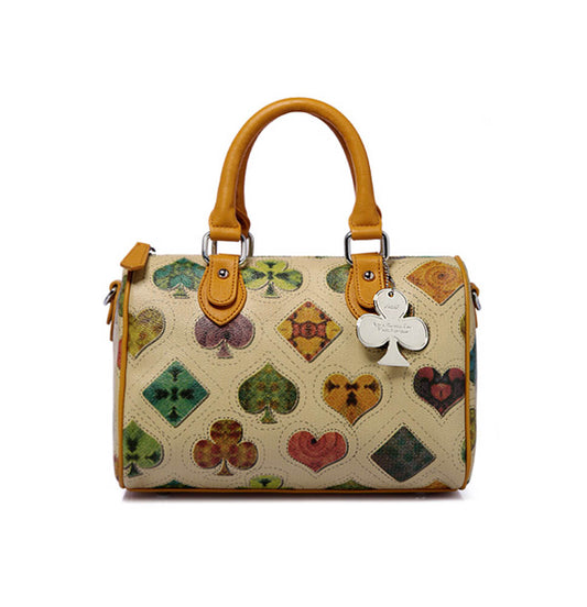 PU Leather Playing Card Print Handbag