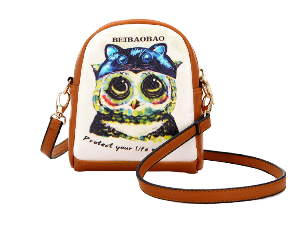 Cute Owl Print Crossbody Bag