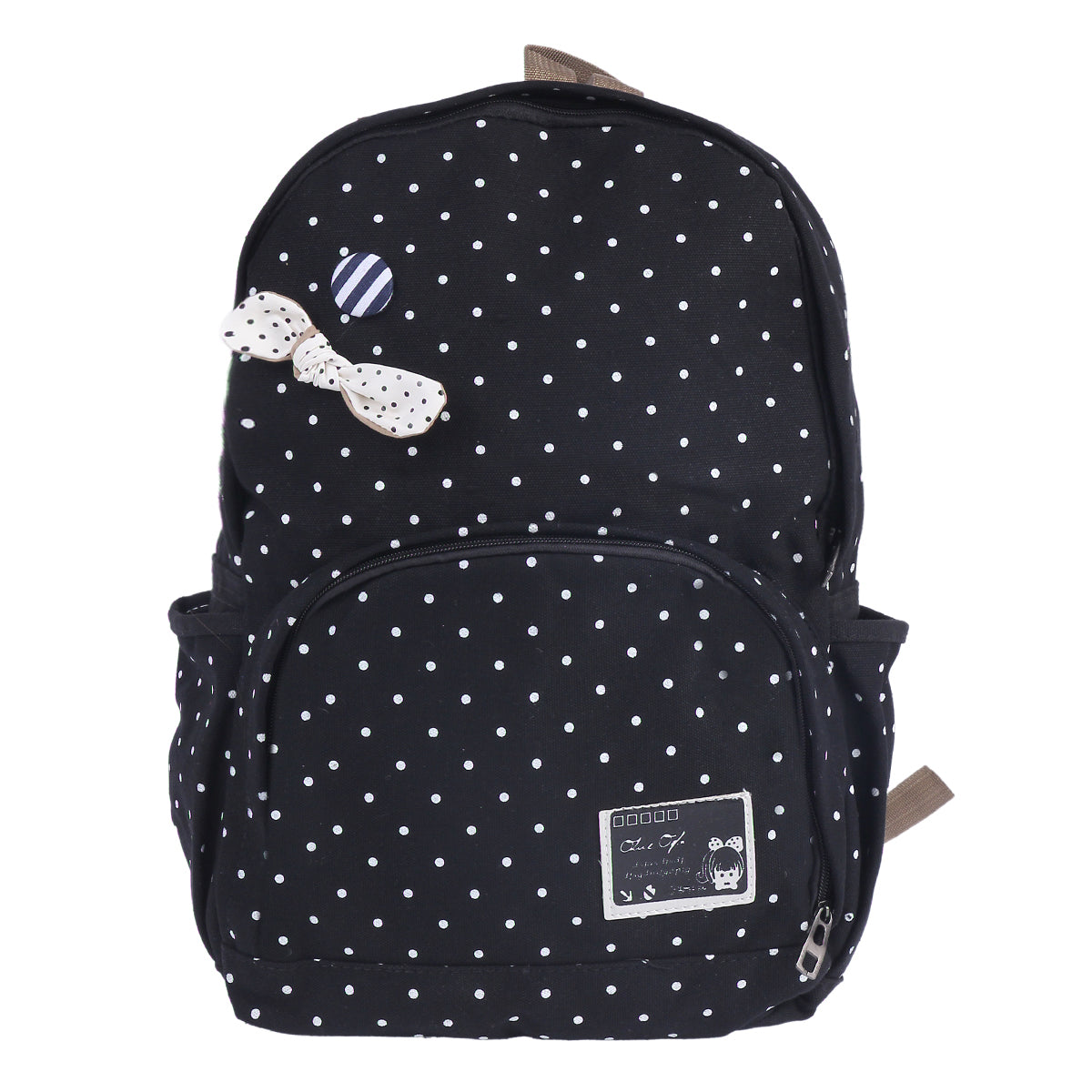 Polka Dot Bow Canvas Backpack