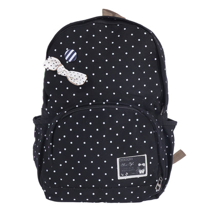 Polka Dot Bow Canvas Backpack