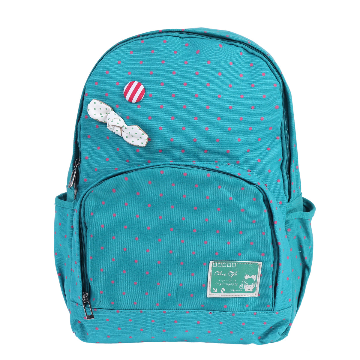 Polka Dot Bow Canvas Backpack