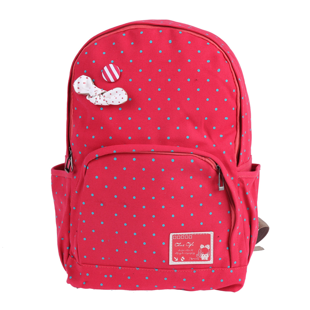 Polka Dot Bow Canvas Backpack