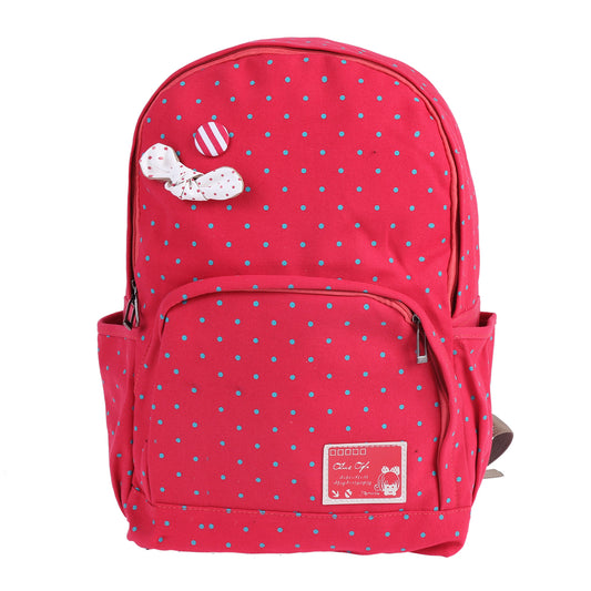 Polka Dot Bow Canvas Backpack