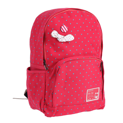 Polka Dot Bow Canvas Backpack