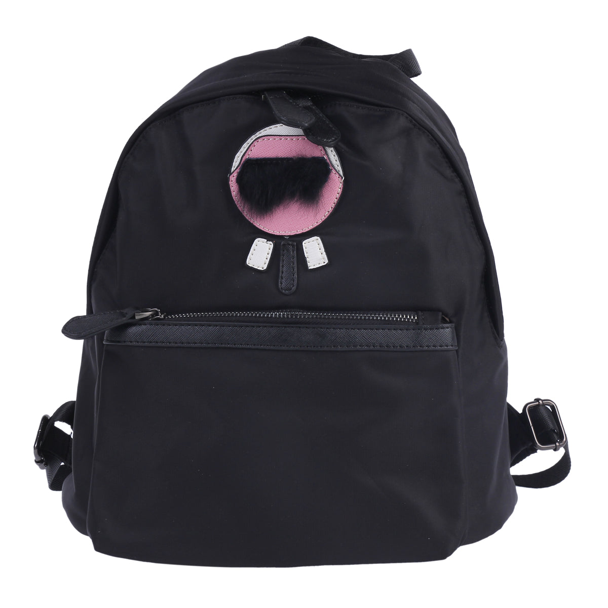 Fuzzy Accent Nylon Backpack