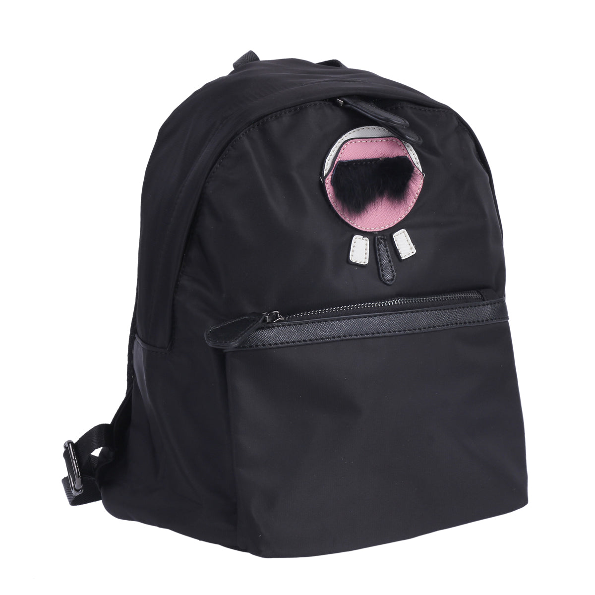 Fuzzy Accent Nylon Backpack