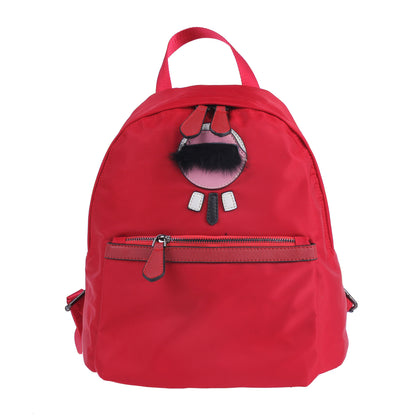 Fuzzy Accent Nylon Backpack
