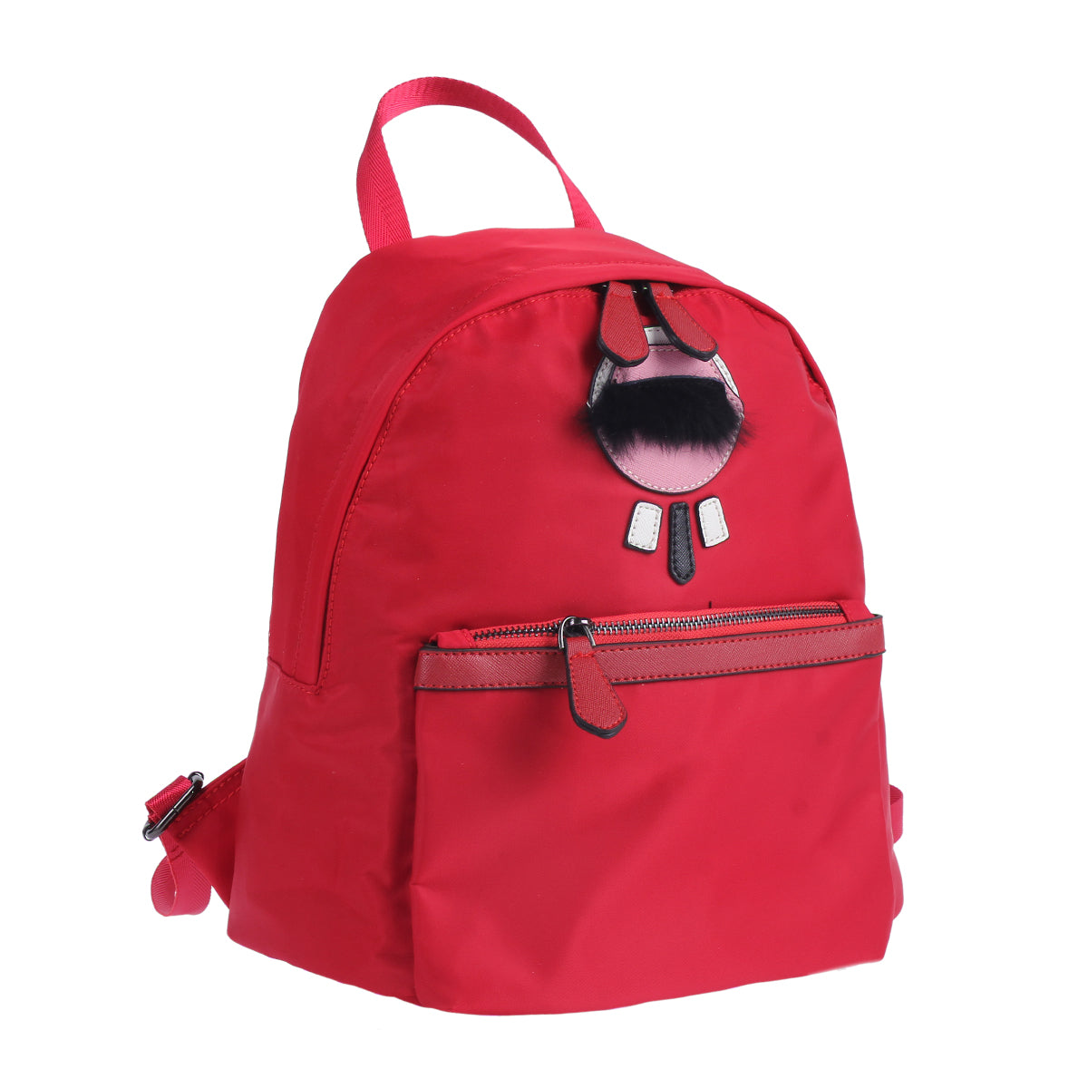 Fuzzy Accent Nylon Backpack