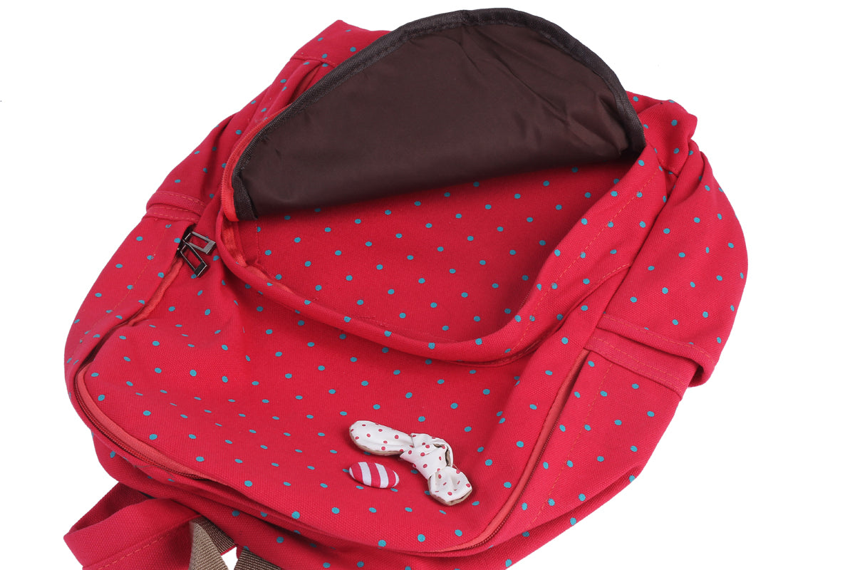 Polka Dot Bow Canvas Backpack