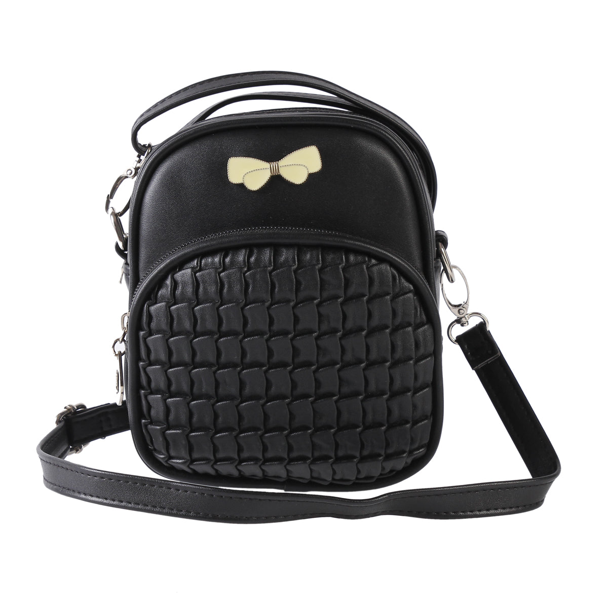 Bow Quilted Faux Leather Crossbody Bag, Mini Fashion Shoulder Purse