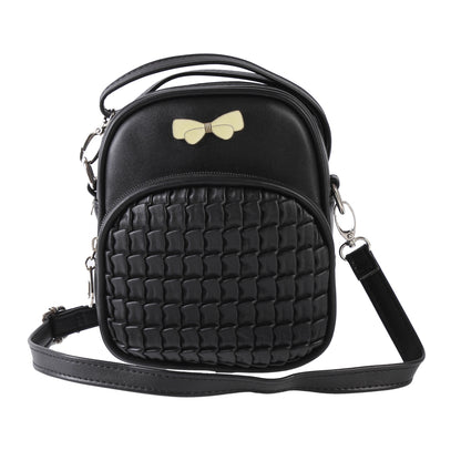 Bow Quilted Faux Leather Crossbody Bag, Mini Fashion Shoulder Purse