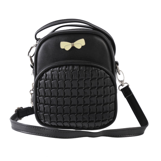 Bow Quilted Faux Leather Crossbody Bag, Mini Fashion Shoulder Purse