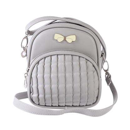 Bow Quilted Faux Leather Crossbody Bag, Mini Fashion Shoulder Purse