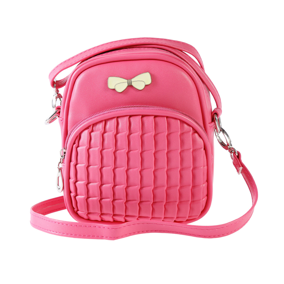 Bow Quilted Faux Leather Crossbody Bag, Mini Fashion Shoulder Purse
