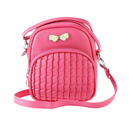 Bow Quilted Faux Leather Crossbody Bag, Mini Fashion Shoulder Purse