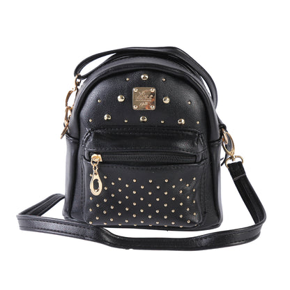 Studded Mini Faux Leather Backpack, Edgy Crossbody Bag