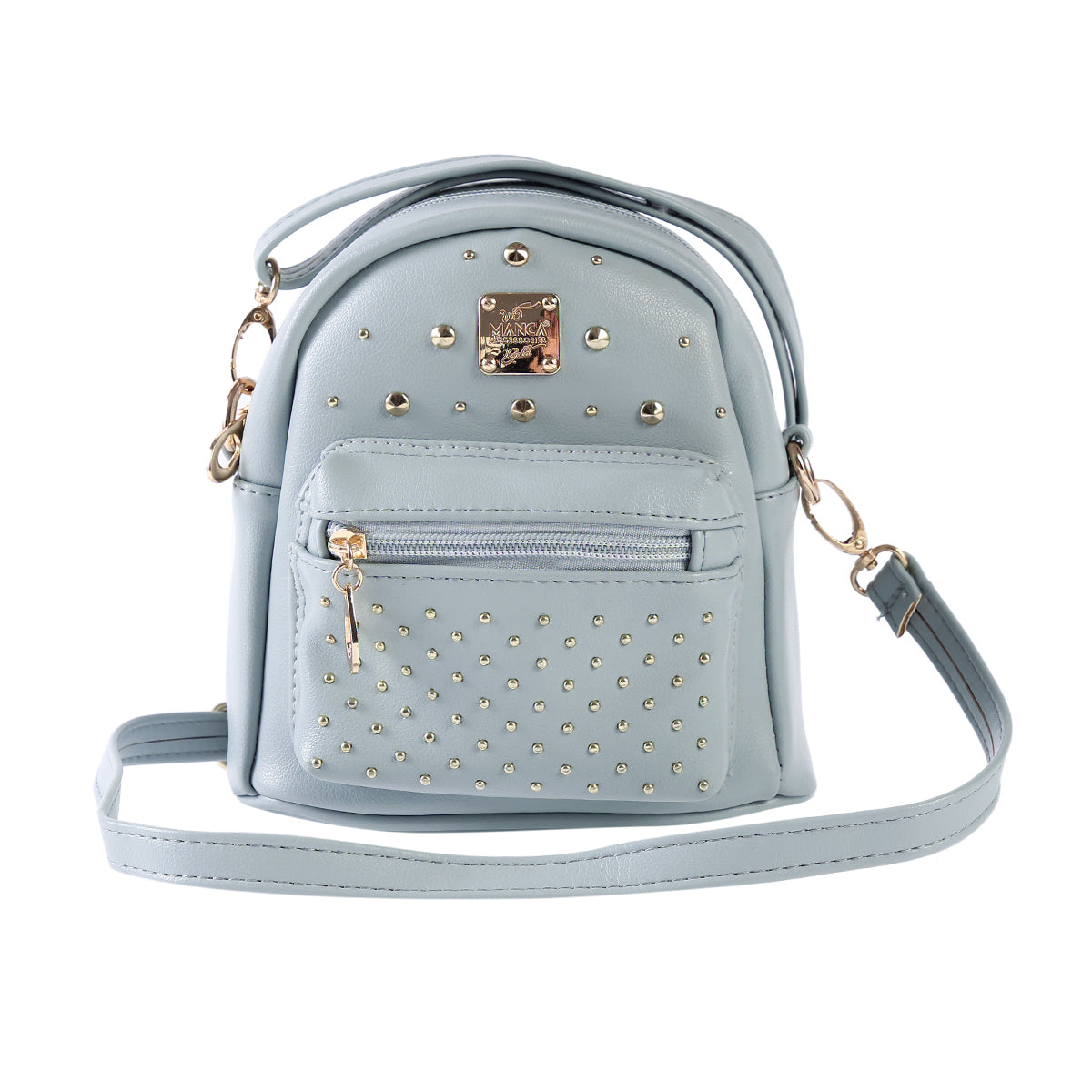 Studded Mini Faux Leather Backpack, Edgy Crossbody Bag