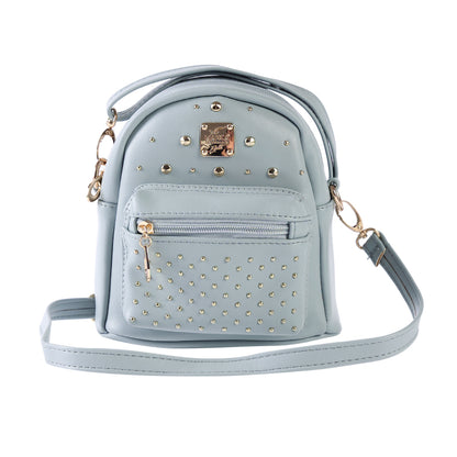 Studded Mini Faux Leather Backpack, Edgy Crossbody Bag