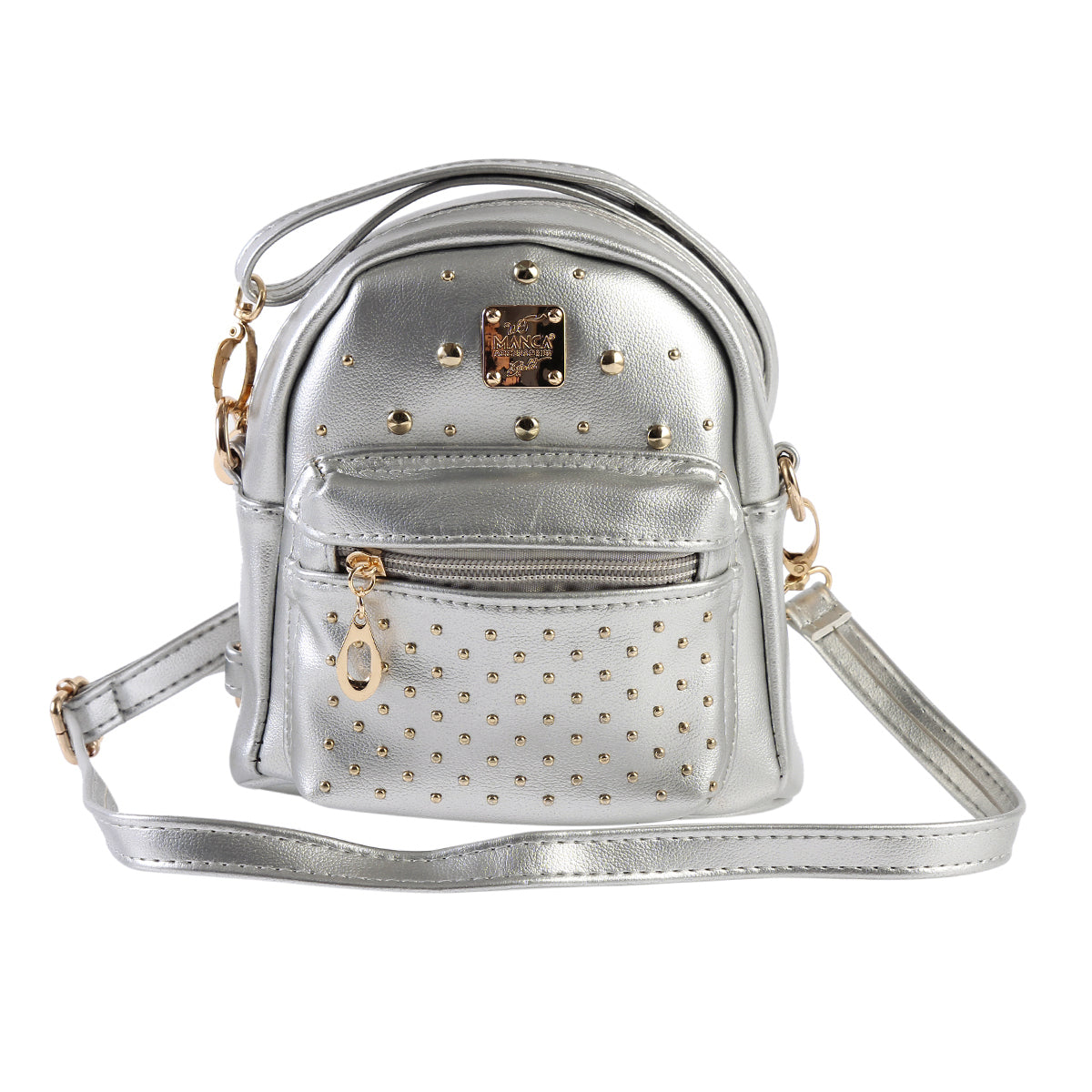 Studded Mini Faux Leather Backpack, Edgy Crossbody Bag