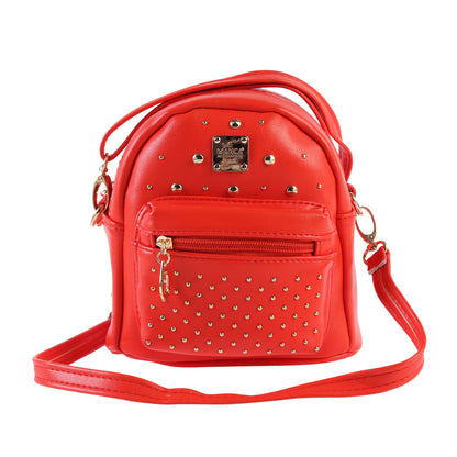 Studded Mini Faux Leather Backpack, Edgy Crossbody Bag