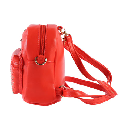Studded Mini Faux Leather Backpack, Edgy Crossbody Bag