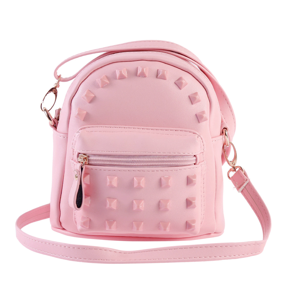 Studded Mini Faux Leather Backpack, Edgy Crossbody Bag