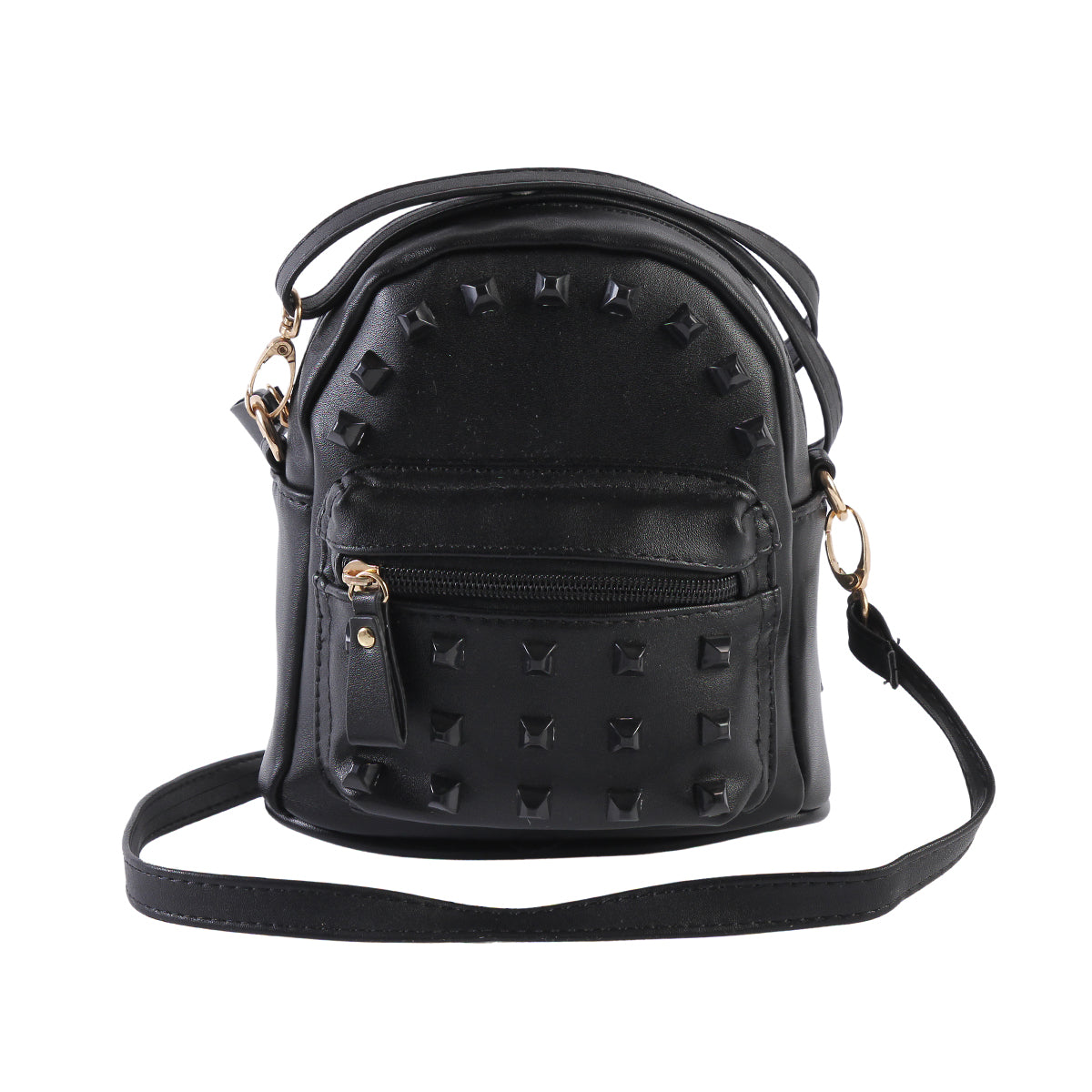 Studded Mini Faux Leather Backpack, Edgy Crossbody Bag