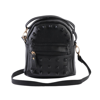 Studded Mini Faux Leather Backpack, Edgy Crossbody Bag