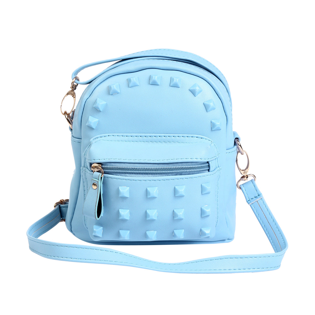 Studded Mini Faux Leather Backpack, Edgy Crossbody Bag