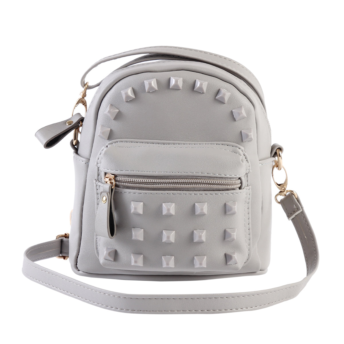 Studded Mini Faux Leather Backpack, Edgy Crossbody Bag