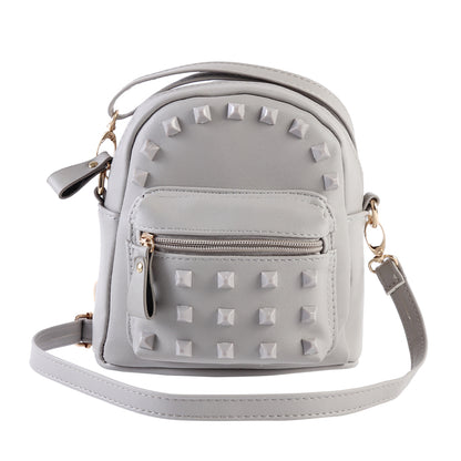 Studded Mini Faux Leather Backpack, Edgy Crossbody Bag