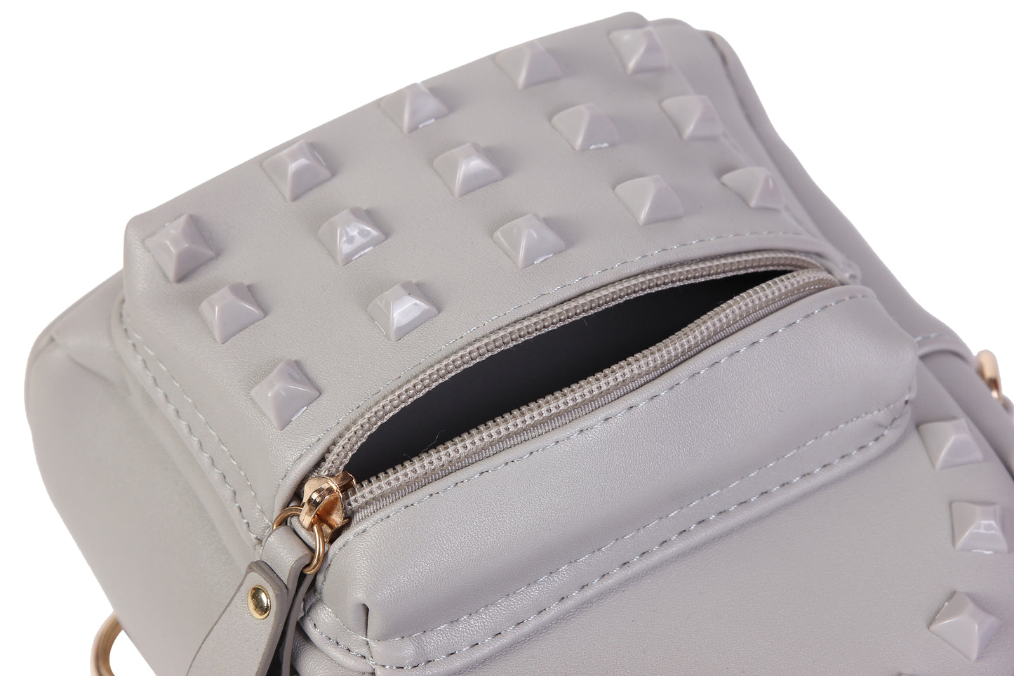Studded Mini Faux Leather Backpack, Edgy Crossbody Bag