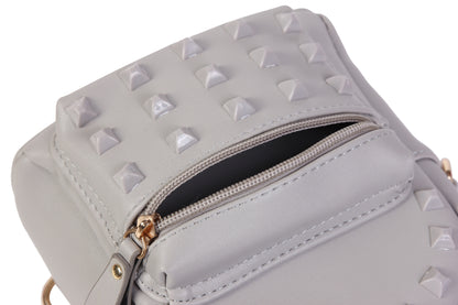 Studded Mini Faux Leather Backpack, Edgy Crossbody Bag