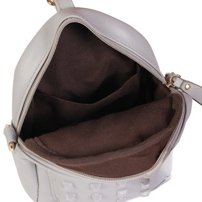 Studded Mini Faux Leather Backpack, Edgy Crossbody Bag