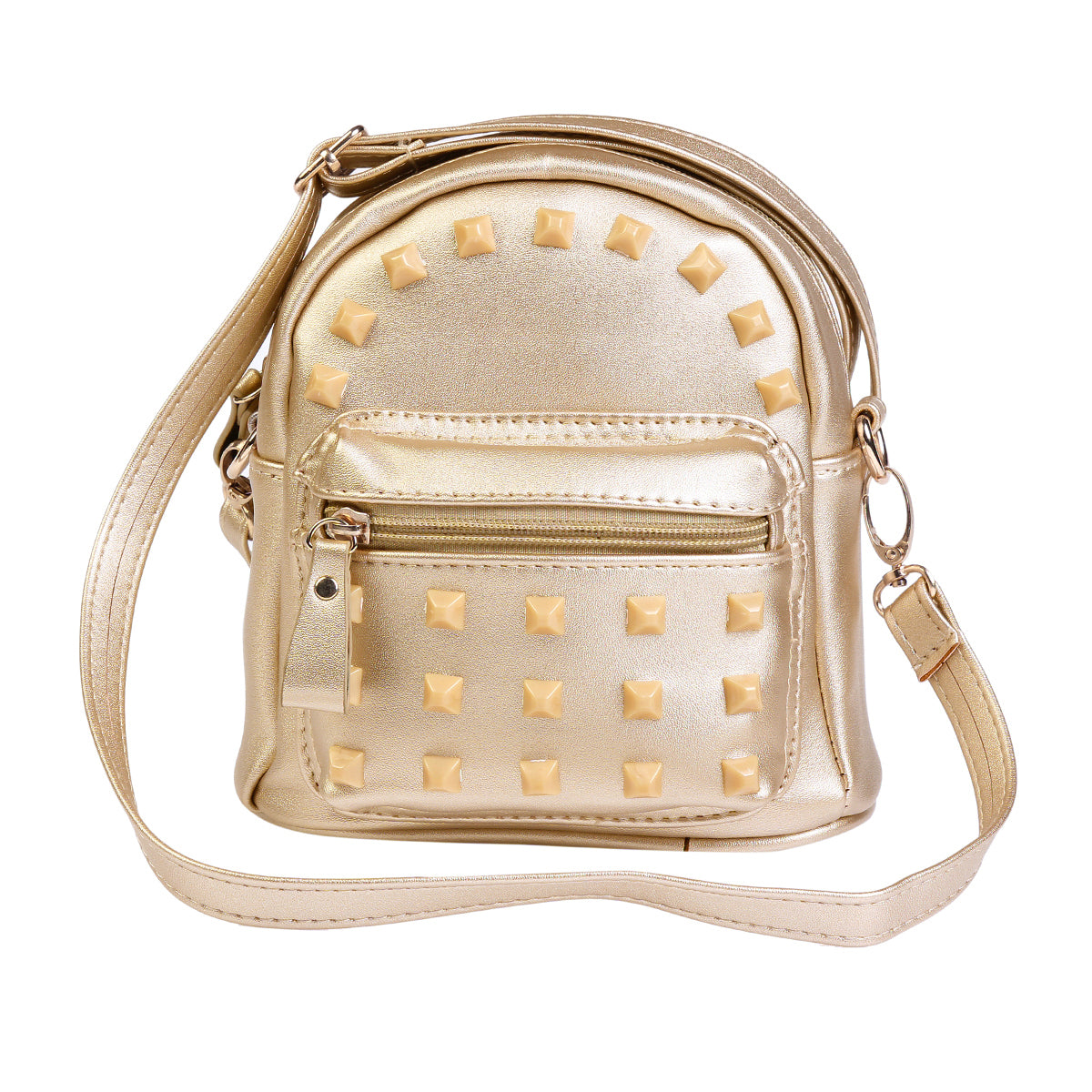Studded Mini Faux Leather Backpack, Edgy Crossbody Bag
