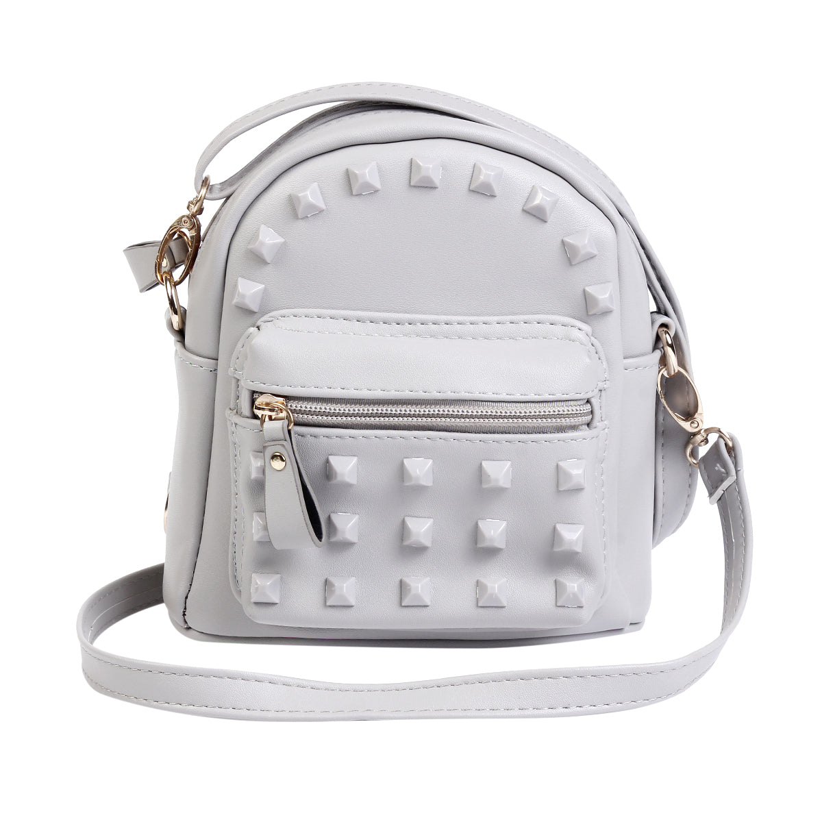 Studded Mini Faux Leather Backpack, Edgy Crossbody Bag
