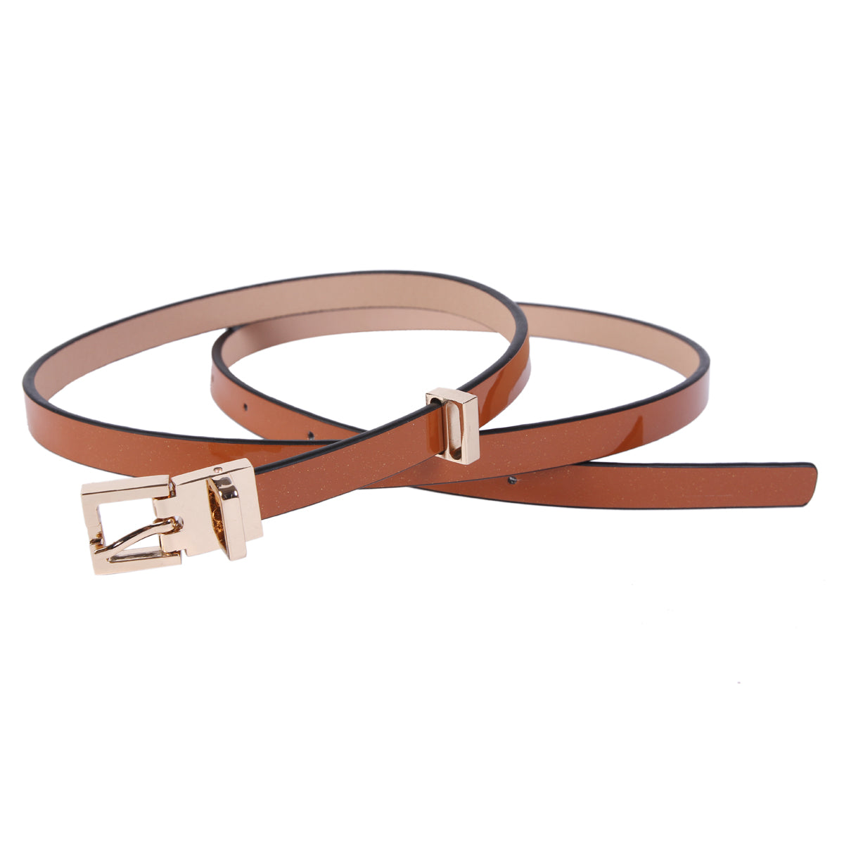 Women's Slender Shiny Faux Leather Belt