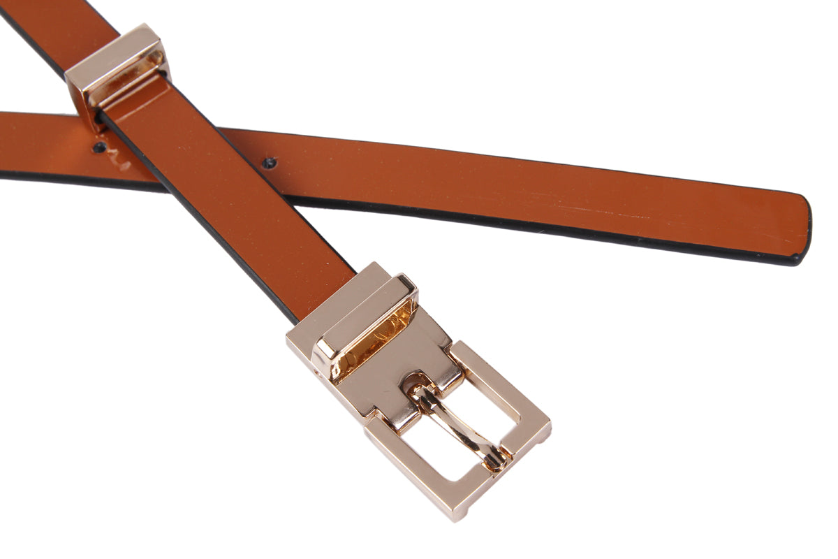 Women's Slender Shiny Faux Leather Belt