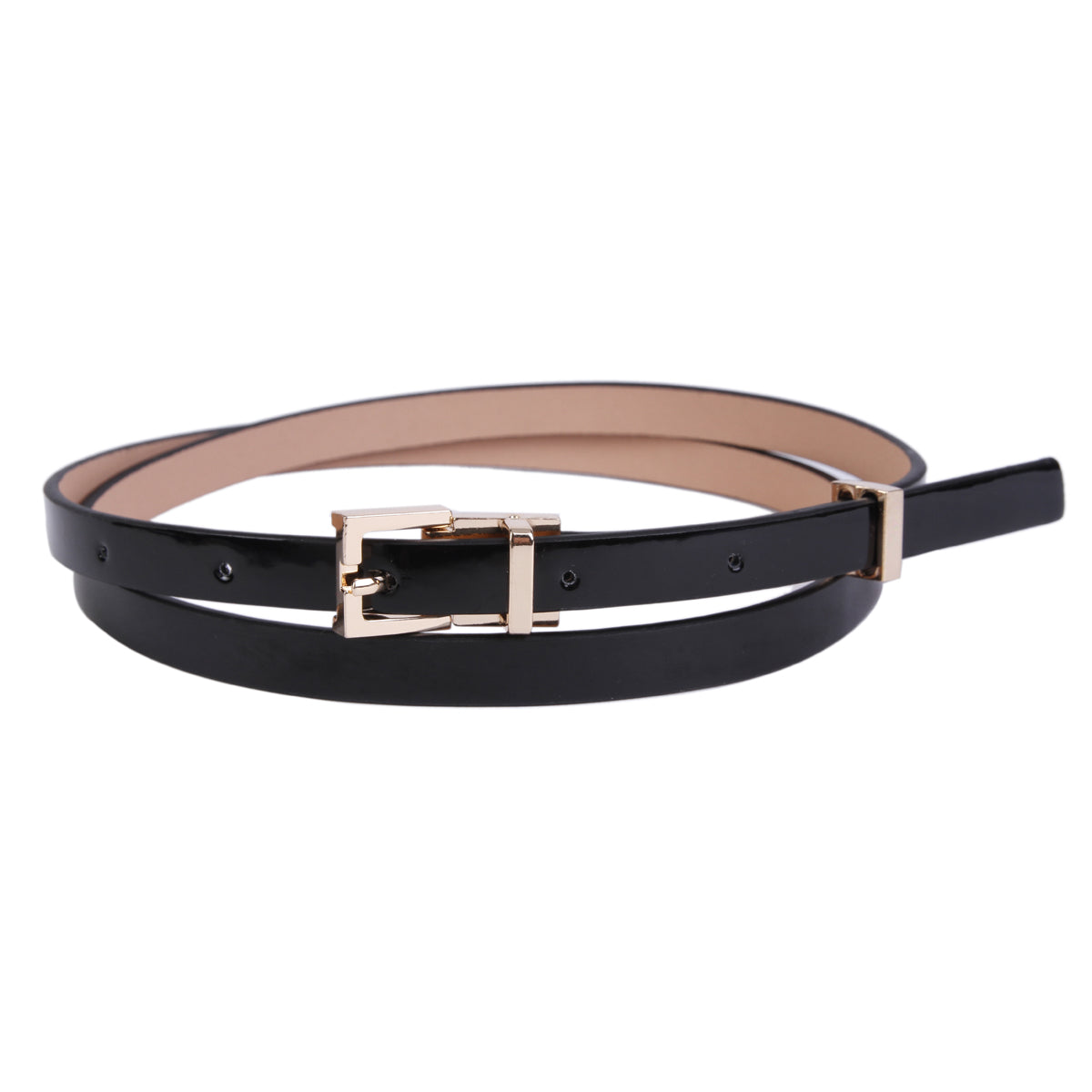 Women's Slender Shiny Faux Leather Belt