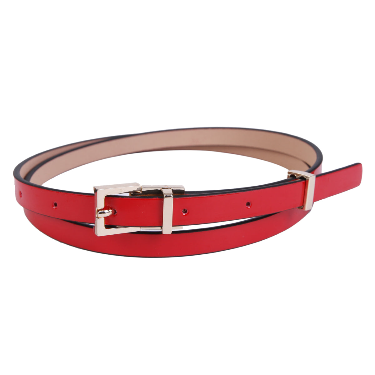 Women's Slender Shiny Faux Leather Belt