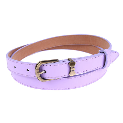 Women's Shiny Faux Leather Belt | Bow Buckle Thin Waist Accessory
