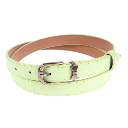 Women's Shiny Faux Leather Belt | Bow Buckle Thin Waist Accessory