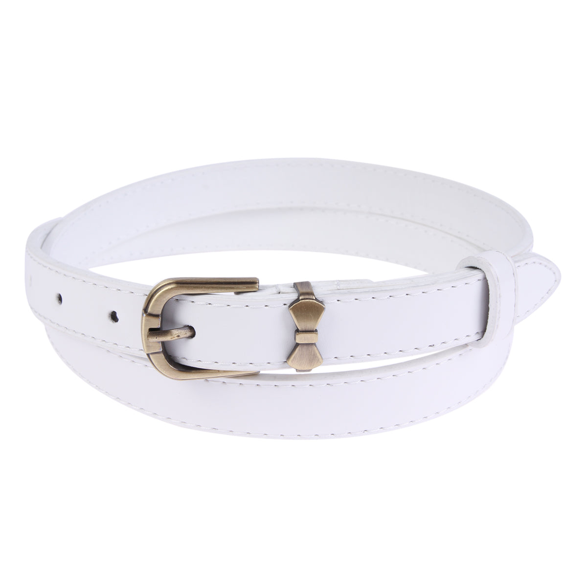 Women's Shiny Faux Leather Belt | Bow Buckle Thin Waist Accessory