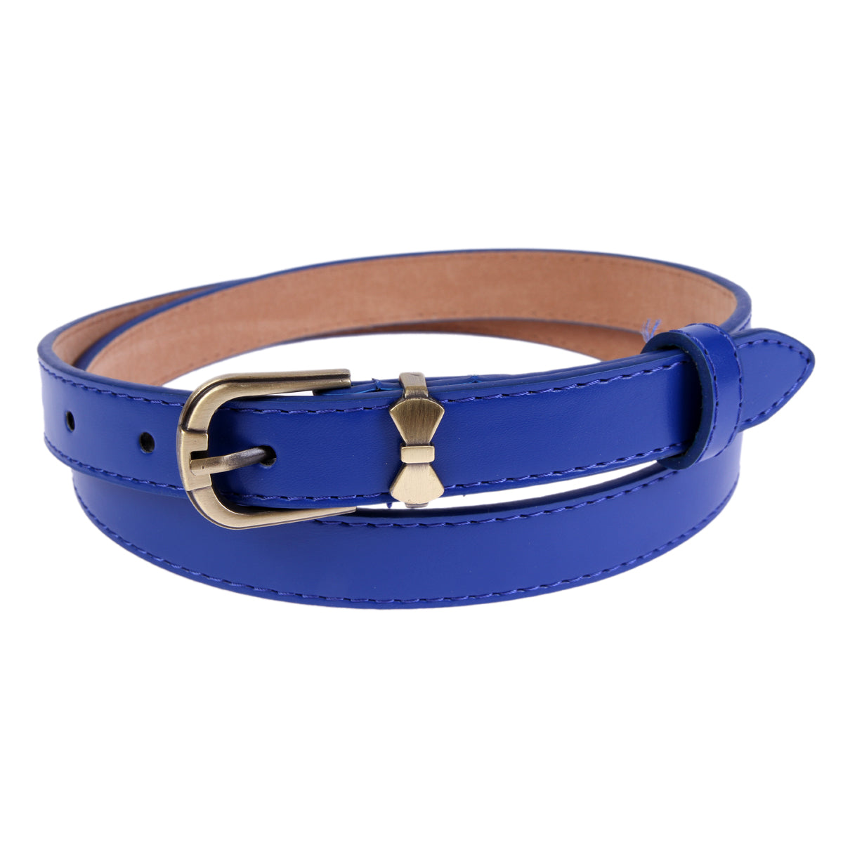 Women's Shiny Faux Leather Belt | Bow Buckle Thin Waist Accessory