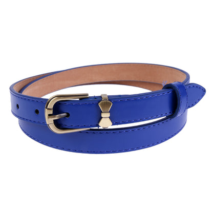 Women's Shiny Faux Leather Belt | Bow Buckle Thin Waist Accessory