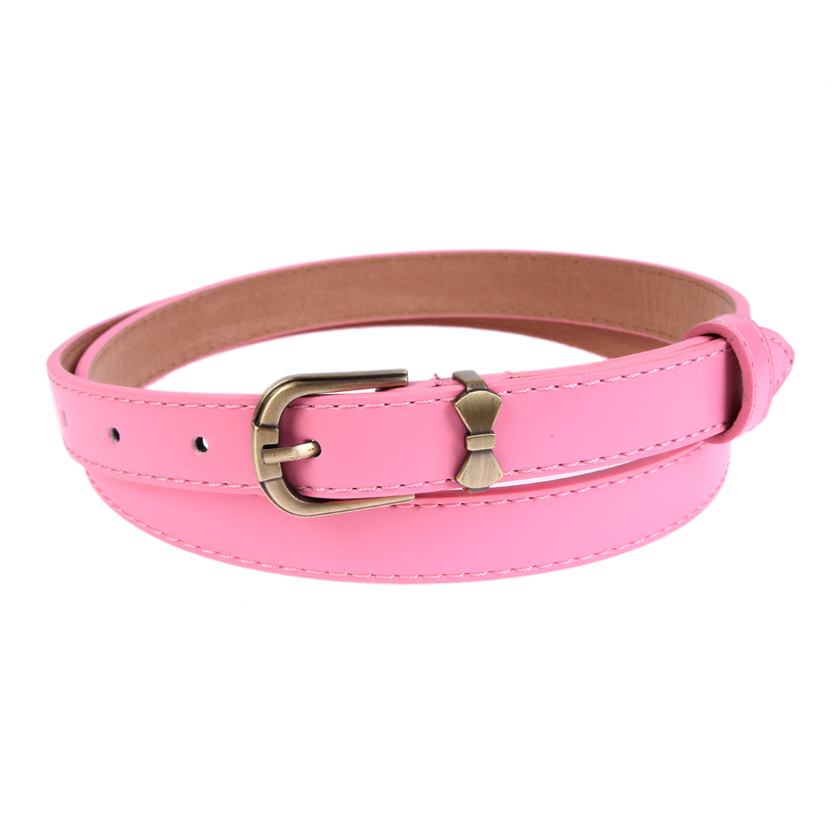 Women's Shiny Faux Leather Belt | Bow Buckle Thin Waist Accessory